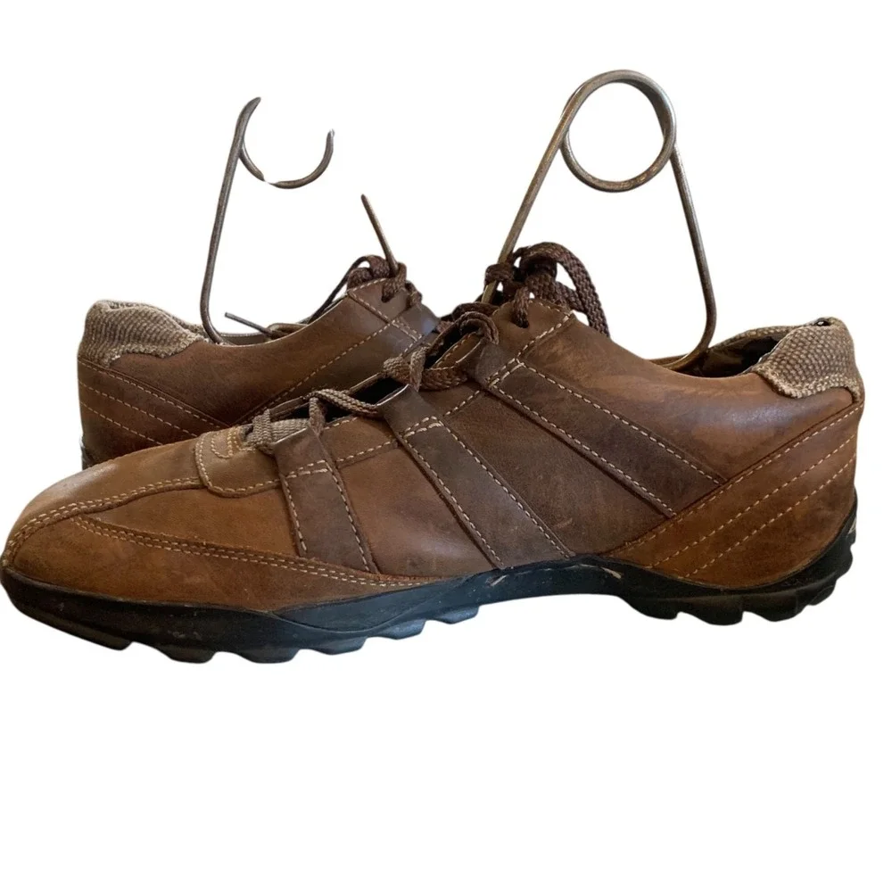 Skechers Mens Leather Lace-Up Casual Shoes Size 9 Brown